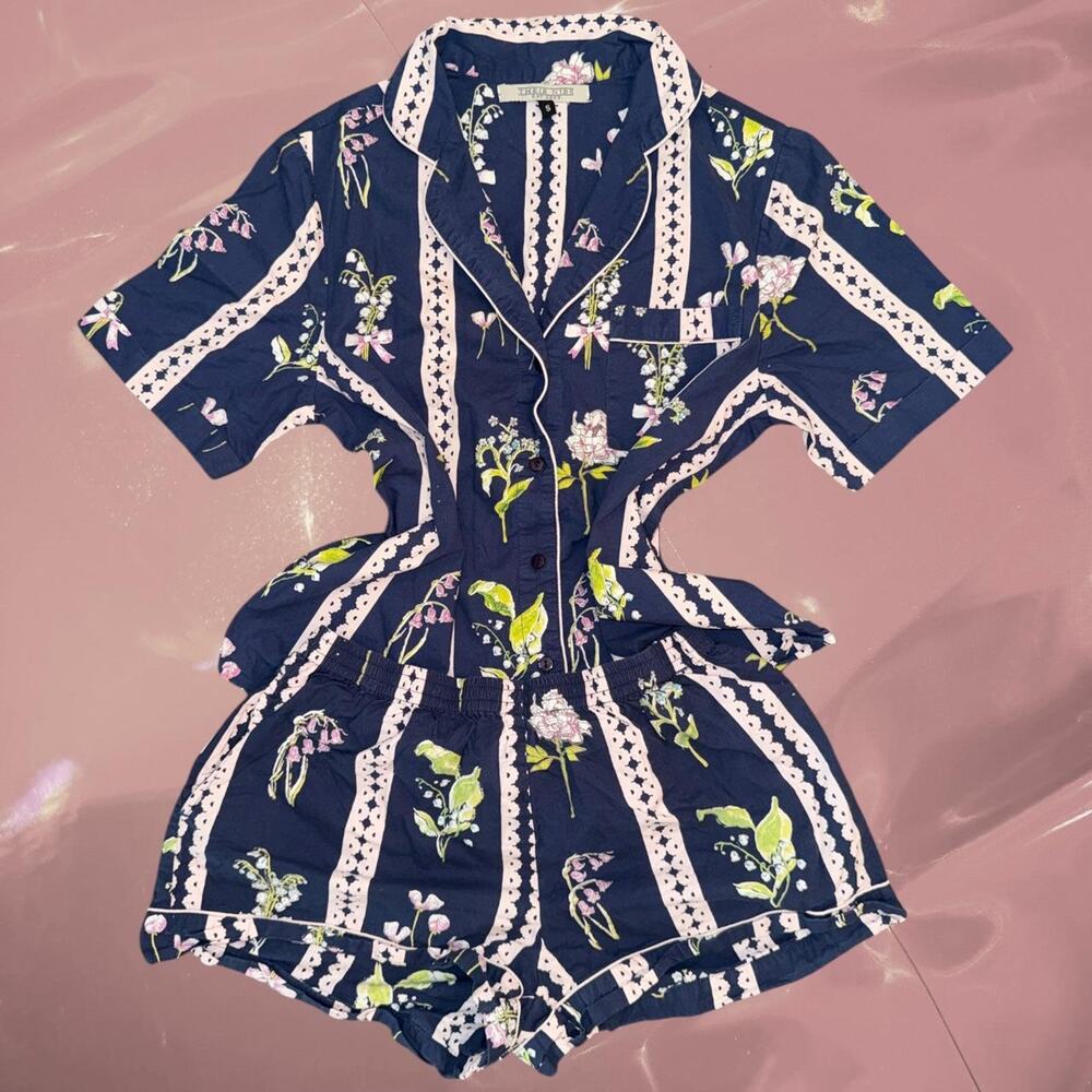 Y2K Their Nibs Floral Bow cotton coquette pajama set size S